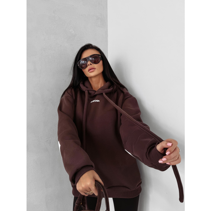 BLUZA DRESOWA BAWEŁNIANA DAMSKA OVERSIZE OLAVOGA VINTA BROWN