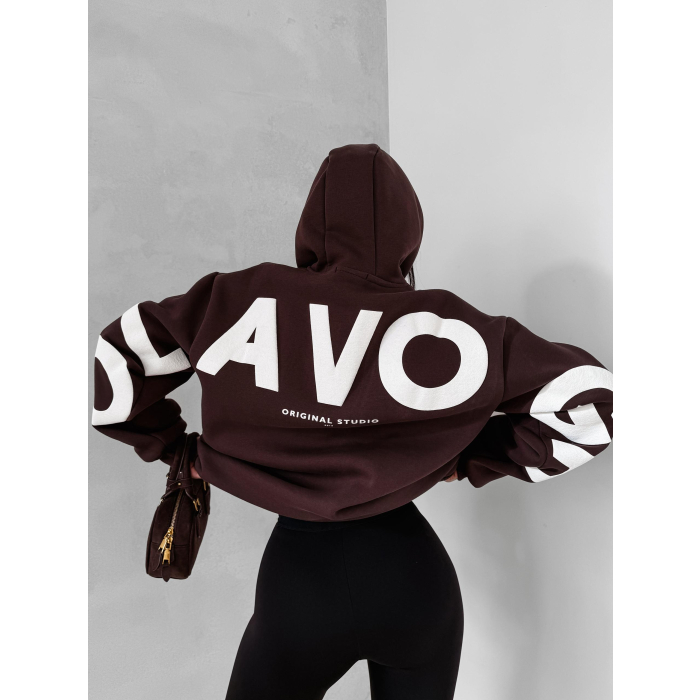 BLUZA DRESOWA BAWEŁNIANA DAMSKA OVERSIZE OLAVOGA VINTA BROWN