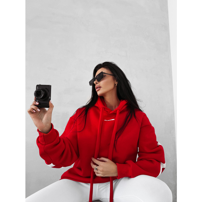 BLUZA DRESOWA BAWEŁNIANA DAMSKA OVERSIZE OLAVOGA VINTA RED