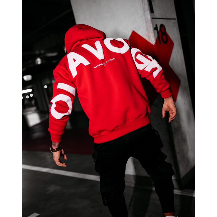 BLUZA MĘSKA BAWEŁNIANA OVERSIZE OLAVOGA MEN VINTA RED