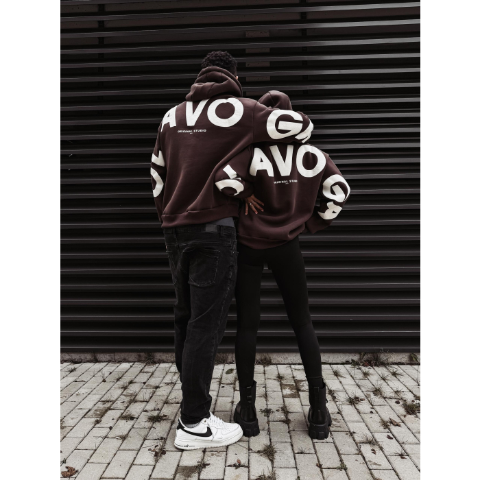 BLUZA MĘSKA BAWEŁNIANA OVERSIZE OLAVOGA MEN VINTA BROWN