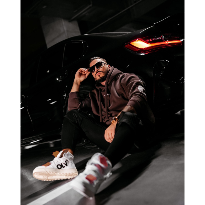 BLUZA MĘSKA BAWEŁNIANA OVERSIZE OLAVOGA MEN VINTA BROWN