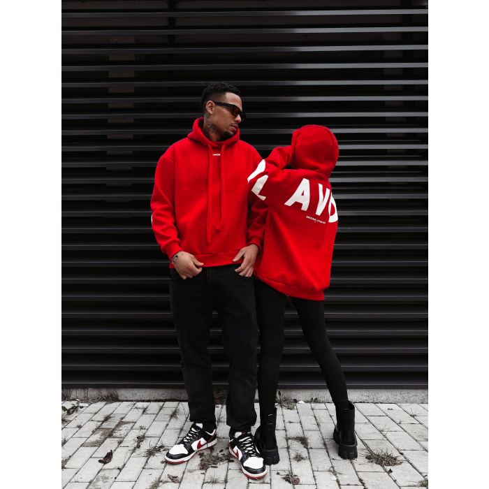 BLUZA DRESOWA BAWEŁNIANA DAMSKA OVERSIZE OLAVOGA VINTA RED