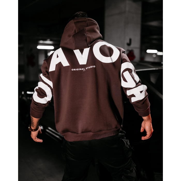 BLUZA MĘSKA BAWEŁNIANA OVERSIZE OLAVOGA MEN VINTA BROWN