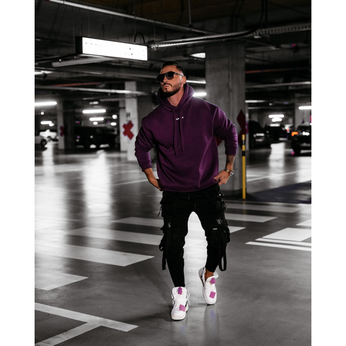 BLUZA MĘSKA BAWEŁNIANA OVERSIZE OLAVOGA MEN VINTA PLUM
