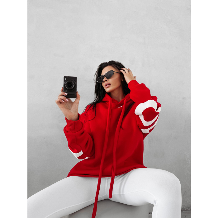 BLUZA DRESOWA BAWEŁNIANA DAMSKA OVERSIZE OLAVOGA VINTA RED