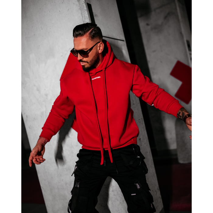 BLUZA MĘSKA BAWEŁNIANA OVERSIZE OLAVOGA MEN VINTA RED