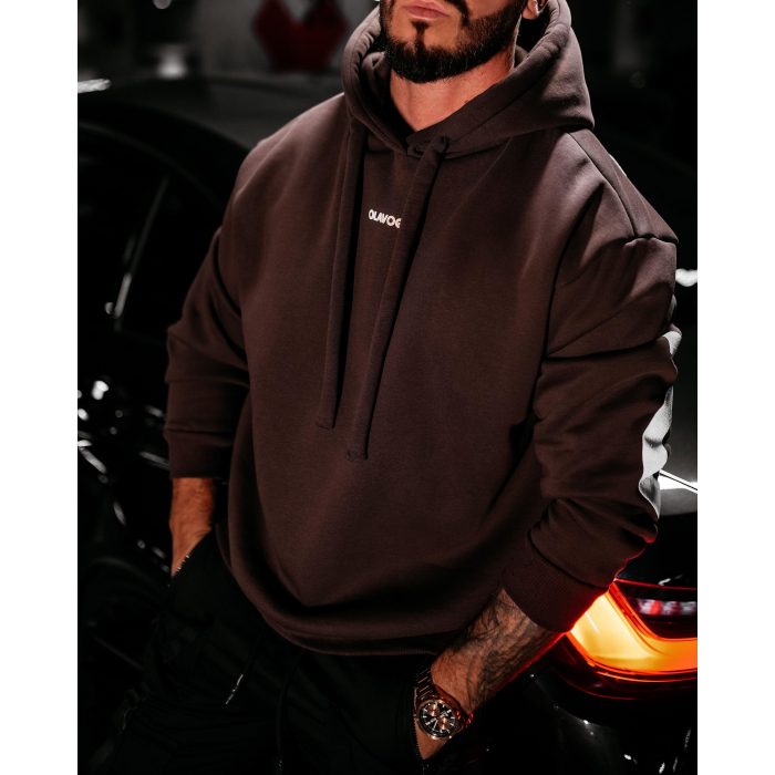 BLUZA MĘSKA BAWEŁNIANA OVERSIZE OLAVOGA MEN VINTA BROWN