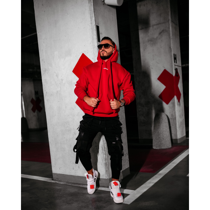 BLUZA MĘSKA BAWEŁNIANA OVERSIZE OLAVOGA MEN VINTA RED