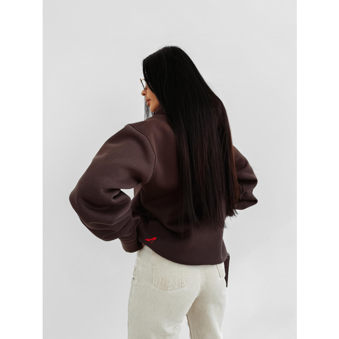 BLUZA DRESOWA BAWEŁNIANA DAMSKA HOODIE OLAVOGA SASSY MUSE BROWN