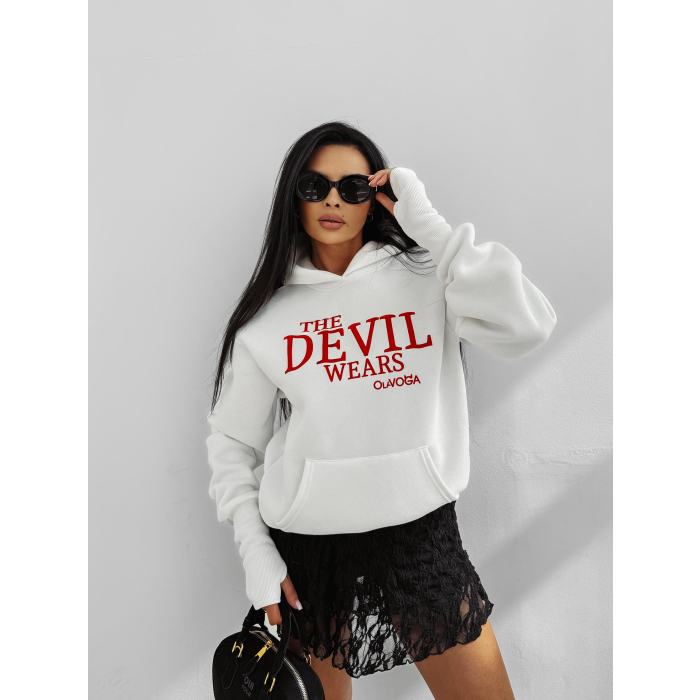 BLUZA DRESOWA BAWEŁNIANA DAMSKA HOODIE OLAVOGA SASSY MUSE ECRU