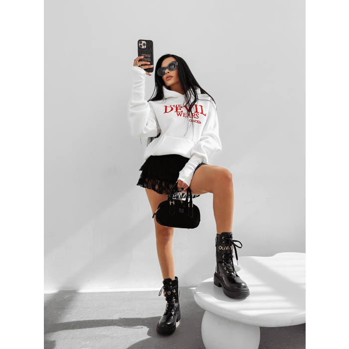 BLUZA DRESOWA BAWEŁNIANA DAMSKA HOODIE OLAVOGA SASSY MUSE ECRU