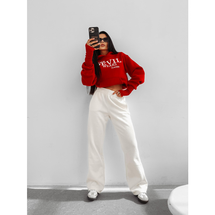 BLUZA DRESOWA BAWEŁNIANA DAMSKA HOODIE OLAVOGA SASSY MUSE RED