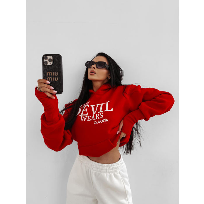 BLUZA DRESOWA BAWEŁNIANA DAMSKA HOODIE OLAVOGA SASSY MUSE RED