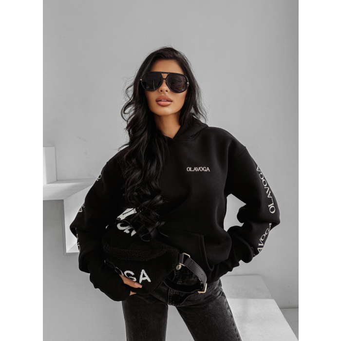 BLUZA DRESOWA BAWEŁNIANA DAMSKA LAMPAS OLAVOGA WILD SEASION BLACK