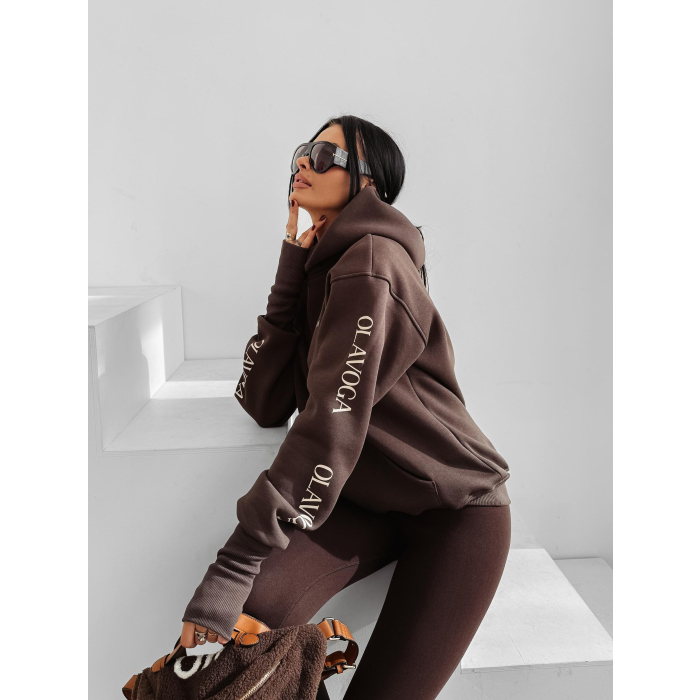 BLUZA DRESOWA BAWEŁNIANA DAMSKA LAMPAS OLAVOGA WILD SEASION BROWN