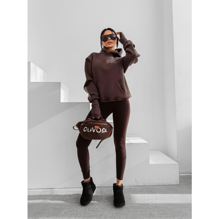 BLUZA DRESOWA BAWEŁNIANA DAMSKA LAMPAS OLAVOGA WILD SEASION BROWN