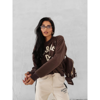 BLUZA DRESOWA BAWEŁNIANA DAMSKA OLAVOGA CHARME BROWN