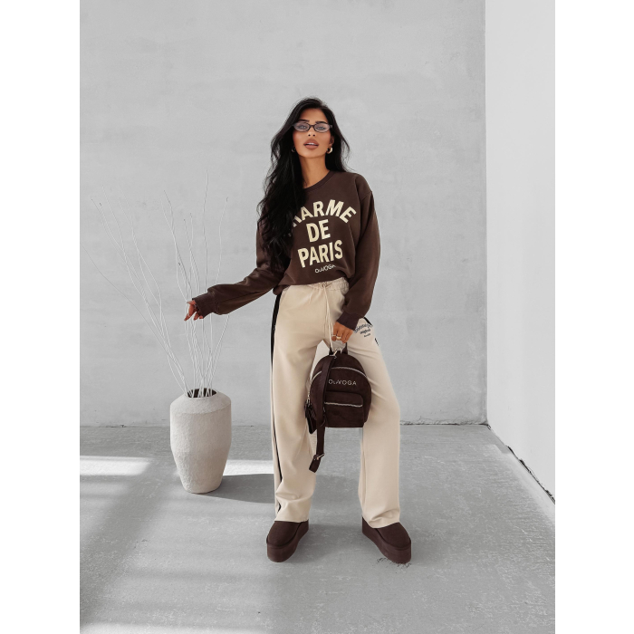 BLUZA DRESOWA BAWEŁNIANA DAMSKA OLAVOGA CHARME BROWN