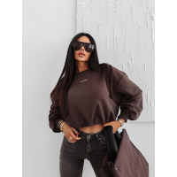 BLUZA DRESOWA BAWEŁNIANA DAMSKA OLAVOGA GRAV BROWN