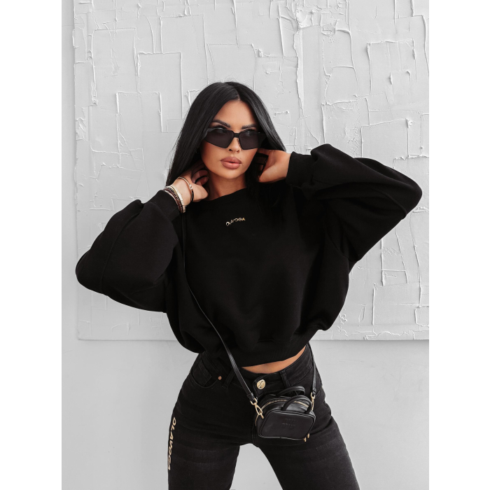 BLUZA DRESOWA BAWEŁNIANA DAMSKA OLAVOGA GRAV BLACK