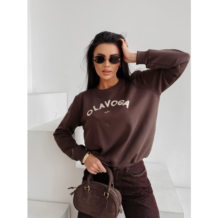 BLUZA DRESOWA BAWEŁNIANA DAMSKA OLAVOGA GROV BROWN