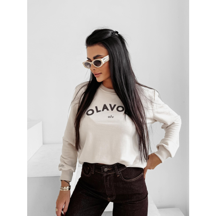 BLUZA DRESOWA BAWEŁNIANA DAMSKA OLAVOGA GROV BEIGE