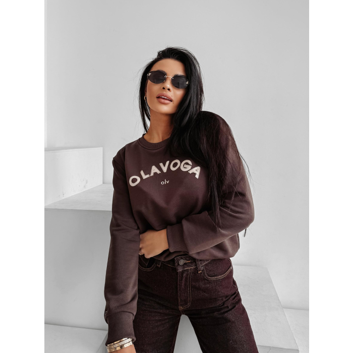 BLUZA DRESOWA BAWEŁNIANA DAMSKA OLAVOGA GROV BROWN