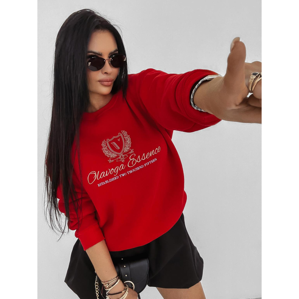 BLUZA DRESOWA BAWEŁNIANA DAMSKA OVERSIZE OLAVOGA FALL ESSENCE RED