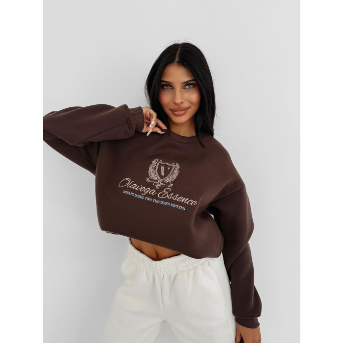 BLUZA DRESOWA BAWEŁNIANA DAMSKA OVERSIZE OLAVOGA FALL ESSENCE BROWN