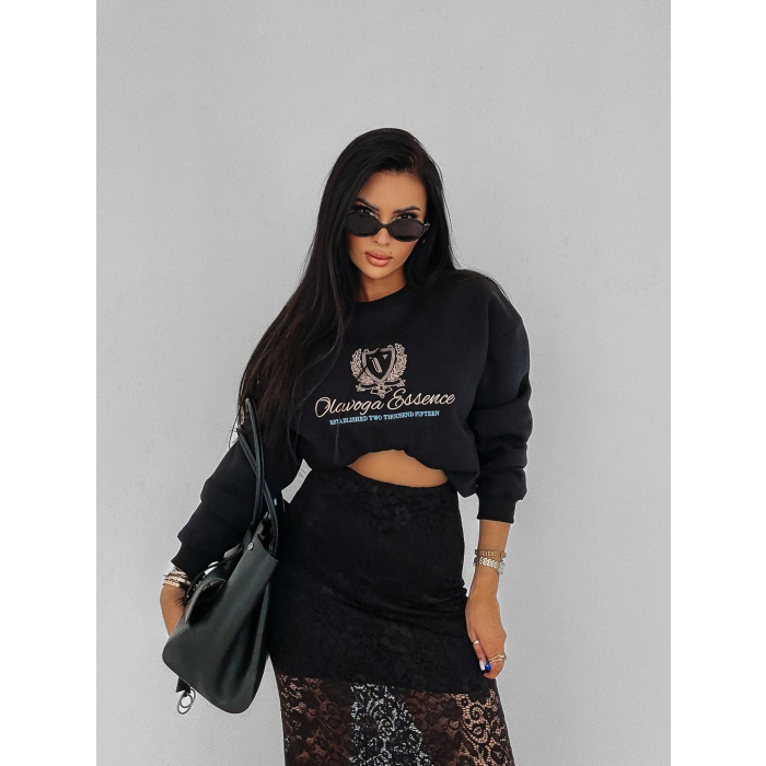 BLUZA DRESOWA BAWEŁNIANA DAMSKA OVERSIZE OLAVOGA FALL ESSENCE BLACK