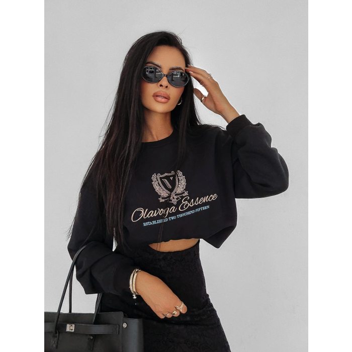 BLUZA DRESOWA BAWEŁNIANA DAMSKA OVERSIZE OLAVOGA FALL ESSENCE BLACK
