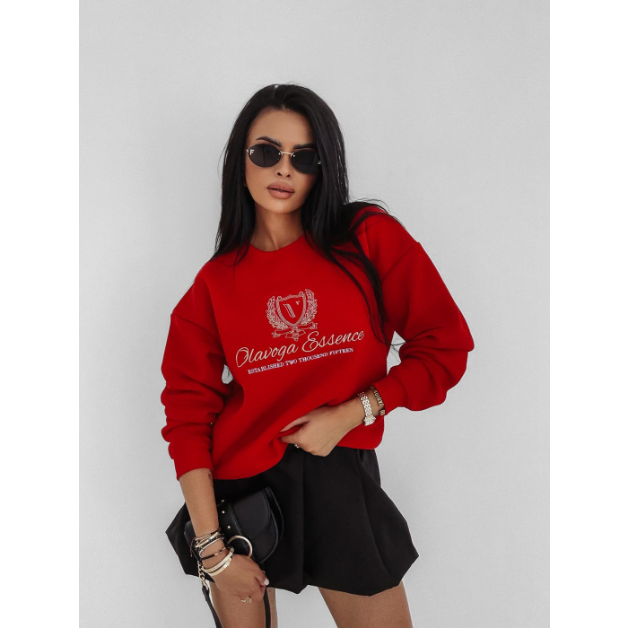 BLUZA DRESOWA BAWEŁNIANA DAMSKA OVERSIZE OLAVOGA FALL ESSENCE RED