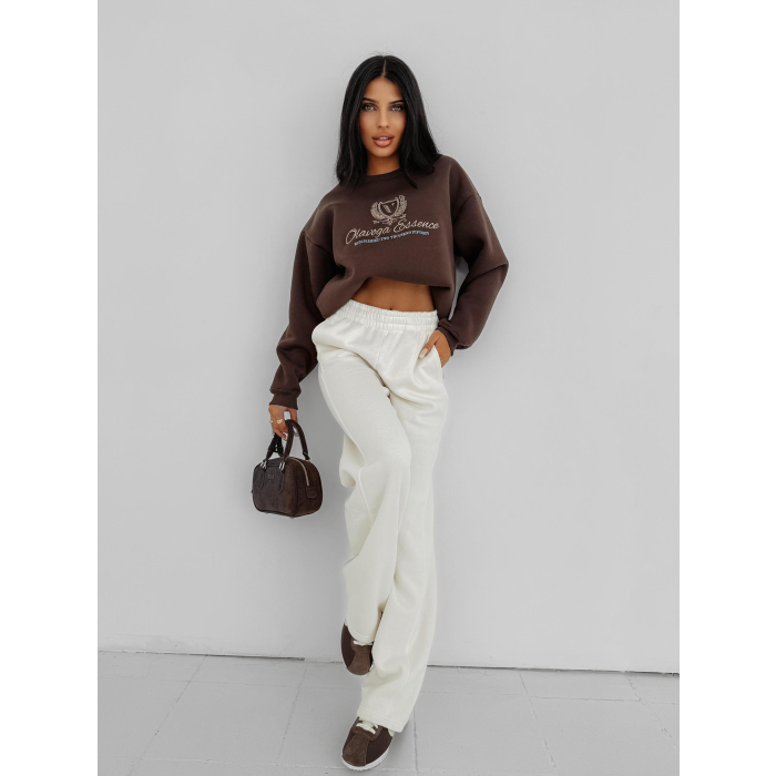 BLUZA DRESOWA BAWEŁNIANA DAMSKA OVERSIZE OLAVOGA FALL ESSENCE BROWN