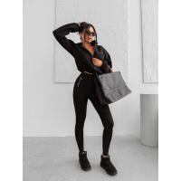 BLUZA DRESOWA BAWEŁNIANA DAMSKA Z KAPTUREM NA ZAMEK OLAVOGA AUTUMN LINOS BLACK