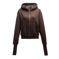 BLUZA DRESOWA BAWEŁNIANA DAMSKA Z KAPTUREM NA ZAMEK OLAVOGA SWEET HARMONY BROWN