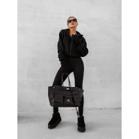 BLUZA DRESOWA BAWEŁNIANA DAMSKA Z KAPTUREM NA ZAMEK OLAVOGA SWEET HARMONY BLACK