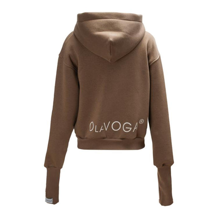 BLUZA DRESOWA BAWEŁNIANA DAMSKA Z KAPTUREM NA ZAMEK OLAVOGA SWEET HARMONY LATTE