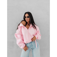 BLUZA DRESOWA BAWEŁNIANA DAMSKA Z KAPTUREM OLAVOGA FEELINGS PINK