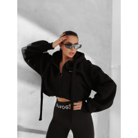 BLUZA DRESOWA BAWEŁNIANA DAMSKA Z KAPTUREM OLAVOGA FEELINGS BLACK