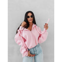 BLUZA DRESOWA BAWEŁNIANA DAMSKA Z KAPTUREM OLAVOGA FEELINGS PINK