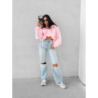 BLUZA DRESOWA BAWEŁNIANA DAMSKA Z KAPTUREM OLAVOGA FEELINGS PINK