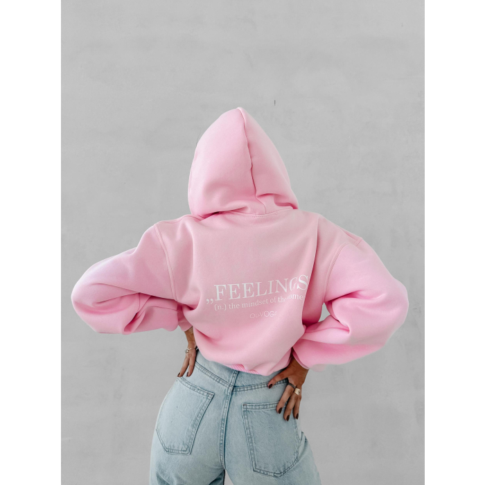 BLUZA DRESOWA BAWEŁNIANA DAMSKA Z KAPTUREM OLAVOGA FEELINGS PINK