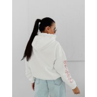 BLUZA DRESOWA BAWEŁNIANA DAMSKA Z KAPTUREM OLAVOGA PURE COMFORT ECRU