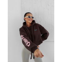 BLUZA DRESOWA BAWEŁNIANA DAMSKA Z KAPTUREM OLAVOGA PURE COMFORT BROWN
