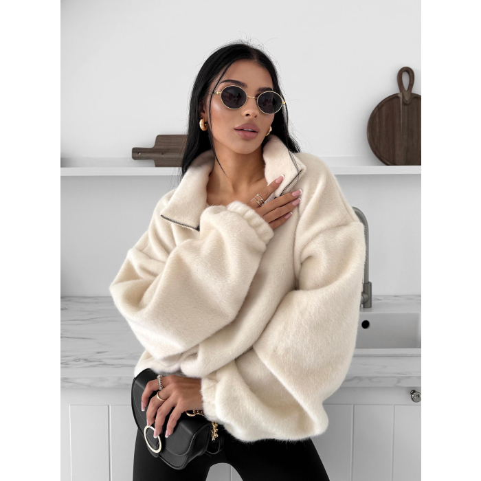 BLUZA DRESOWA DAMSKA MIŚ OVERSIZE OLAVOGA OATWOOD ECRU