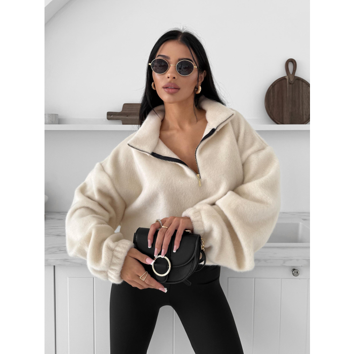 BLUZA DRESOWA DAMSKA MIŚ OVERSIZE OLAVOGA OATWOOD ECRU