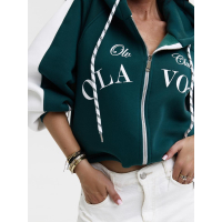 BLUZA DRESOWA DAMSKA NA ZAMEK OVERSIZE OLAVOGA ASHEN SKY DEEP GREEN