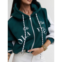 BLUZA DRESOWA DAMSKA NA ZAMEK OVERSIZE OLAVOGA ASHEN SKY DEEP GREEN