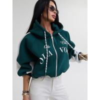 BLUZA DRESOWA DAMSKA NA ZAMEK OVERSIZE OLAVOGA ASHEN SKY DEEP GREEN